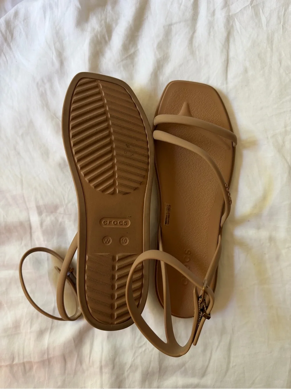 Crocs Brown Strappy Women's Sandals - Comfortable Neutral Summer Style